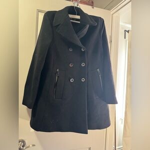 TRAINA TURK wool Black Double-Breasted Coat